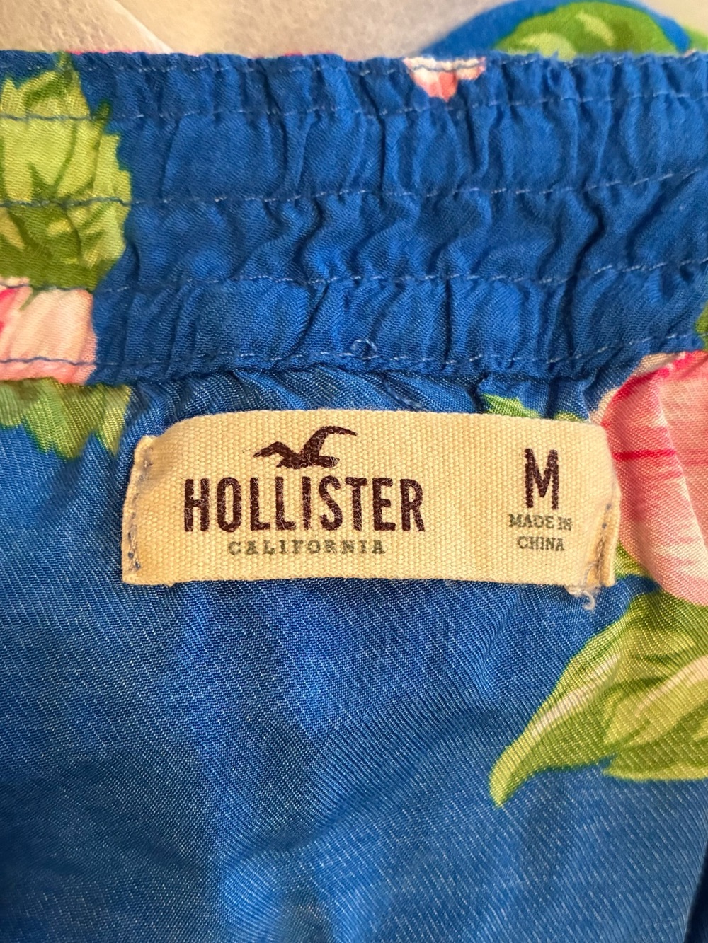 Hollister Blue Floral Mini Dress w/ Criss-Cross Back Straps Y2K Vacay Sundress M - Picture 9 of 10